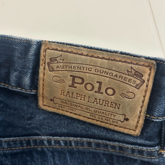 Polo Ralph Lauren Mens Jeans 34 Varick Slim Straight Dark Blue Denim Dungaree - Picture 8 of 10